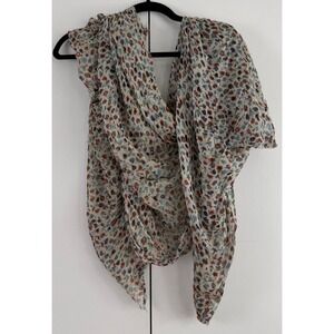 Target Women Floral Scarf‎ Multicolor Ditsy Print Rayon Frayed Edge One Size